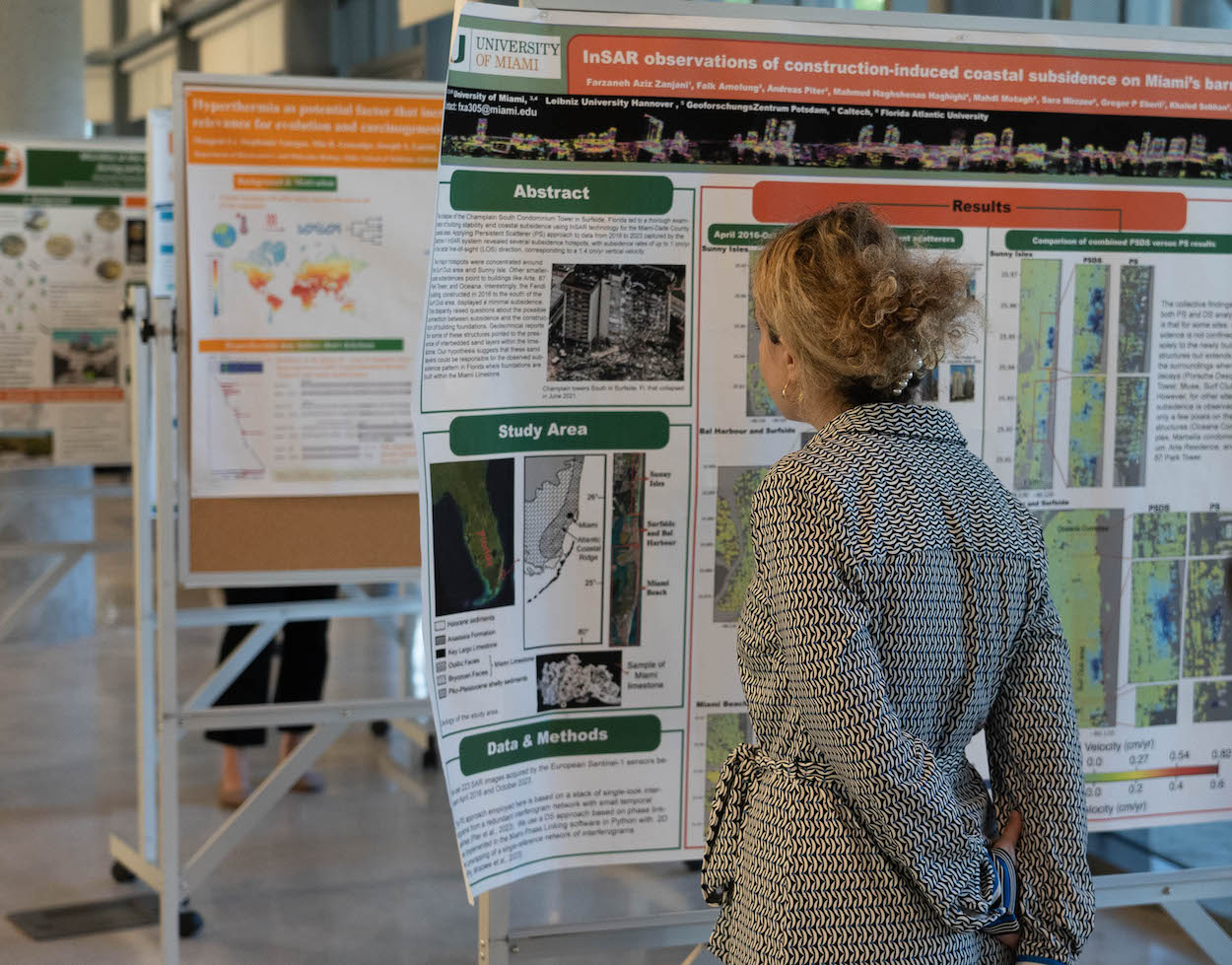 Researchers presenting work at a resilience research poster session